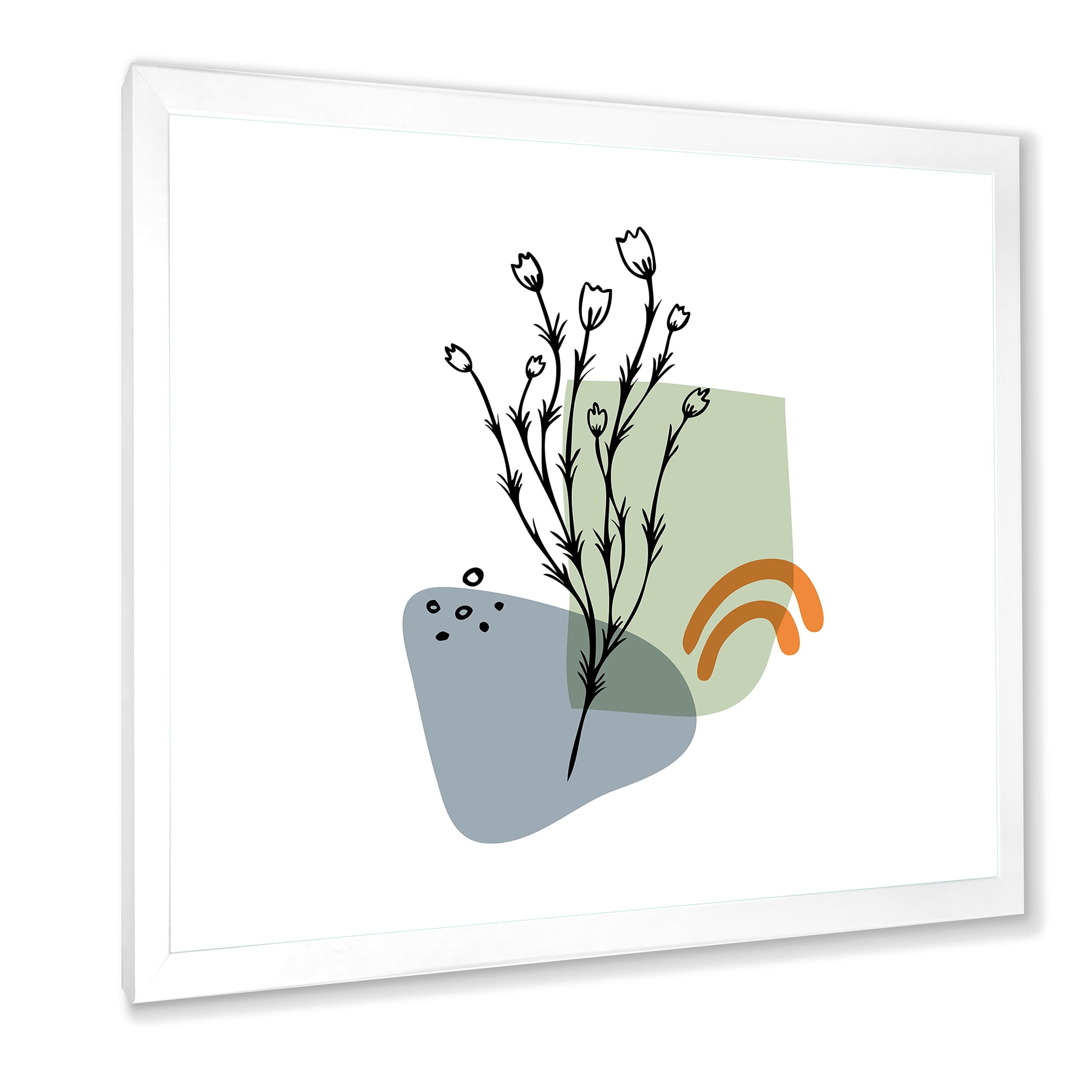 Designart 'Abstract Minimal Shapes Under Flowers II' Modern Framed Art Print