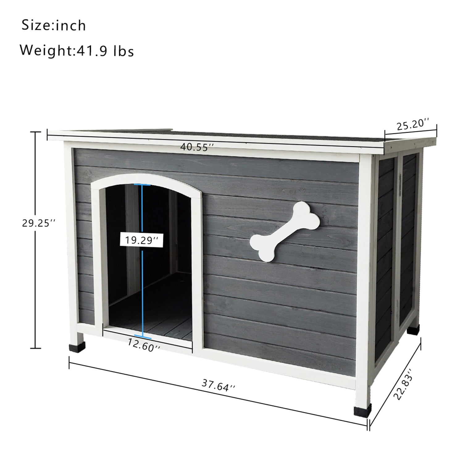 Pefilos 37" Large Wooden Dog House for Indoor, Outdoor Waterproof Dog Cage, Windproof and Warm Dog Kennel, Gray Pefilos 37" Large Wooden Dog House for Indoor, Outdoor Waterproof Dog Cage, Windproof and Warm Dog Kennel, Gray