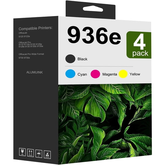 936e Ink 4 Pack Compatible for 936e Ink Cartridge for 9120 9122e Printer (Black Cyan Magenta Yellow）