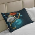 thumbnail image 2 of Christmas Knitted Quilt Pillowcover, Vivid Classical Baubles with Ribbons and Different Patterns Abstract, Standard King Size Pillow Cover for Bedroom, 30" x 20", Petrol Blue Grey Red, by Ambesonne, 2 of 2