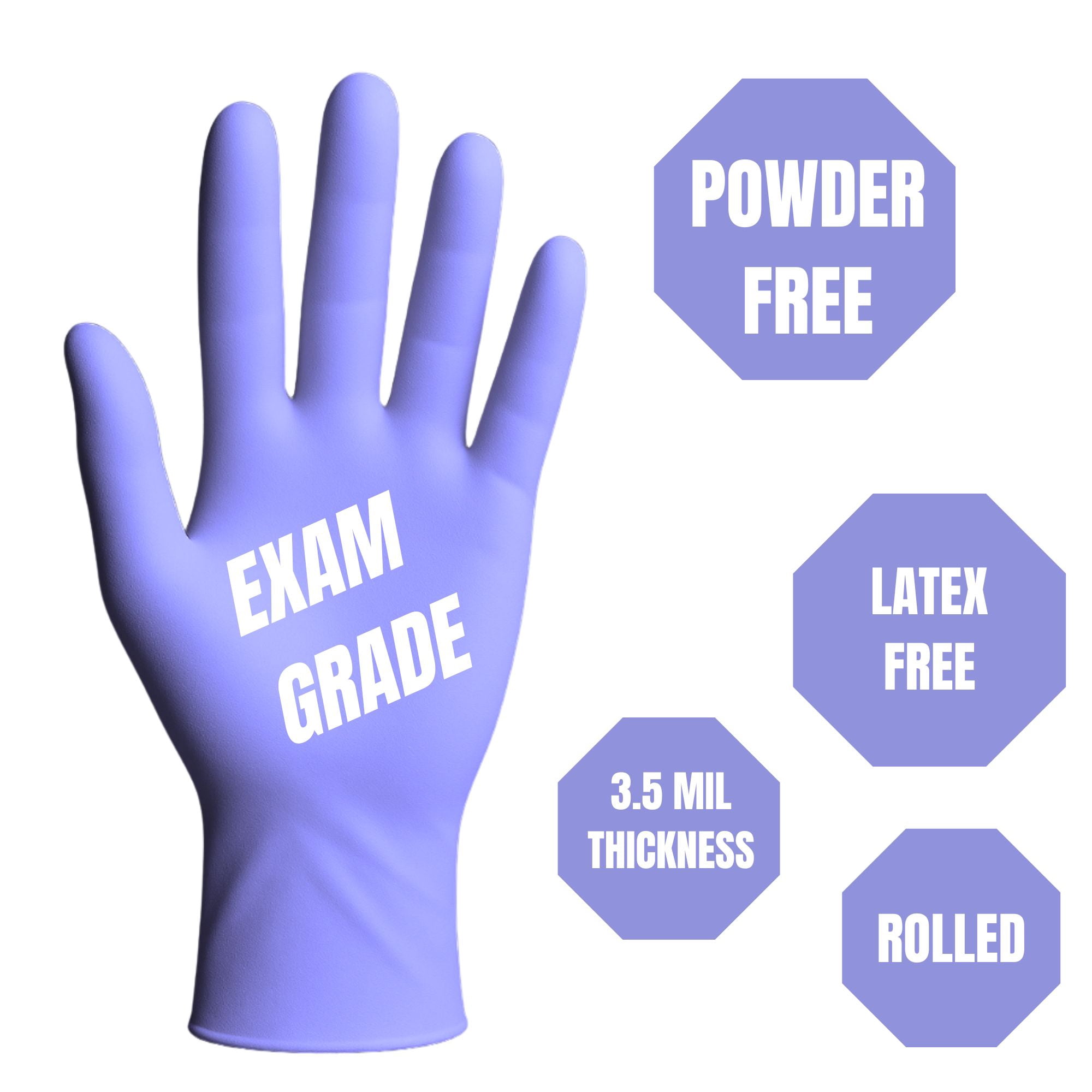 Ventyv Nitrile Exam Gloves – Violet Blue, 3.5 mil, Small – Latex-Free, Powder-Free – 2000 Gloves (10 Boxes of 200)