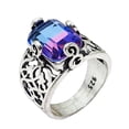 thumbnail image 1 of Rainbow Rectangular Thai Silver Ring, Inlaid With Colorful Tourmaline , Valentine's Birthday Gift No. 6-10Rainbow Rectangular Thai Silver Ring,, 1 of 7