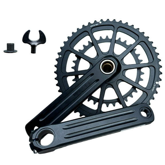 Road Bikes 165mm Crank Arm Crankset Double Speed Round 34T-50T Chainring Hollows Integrated Crankset for 9/10/11 Speed