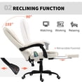 thumbnail image 4 of Beige Reclining Office Chair with Massage & Footrest - Adjustable Height Desk Chair for Home Office & Study - 31" Wide, 4 of 7