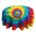 thumbnail image 4 of Colorful Rainbow Tie Dye Spiral Pattern Round Tablecloth 60"x60",Wrinkle Wipeable Table Cloth for Kitchen Dining Room Picnic Patio Party, 4 of 6