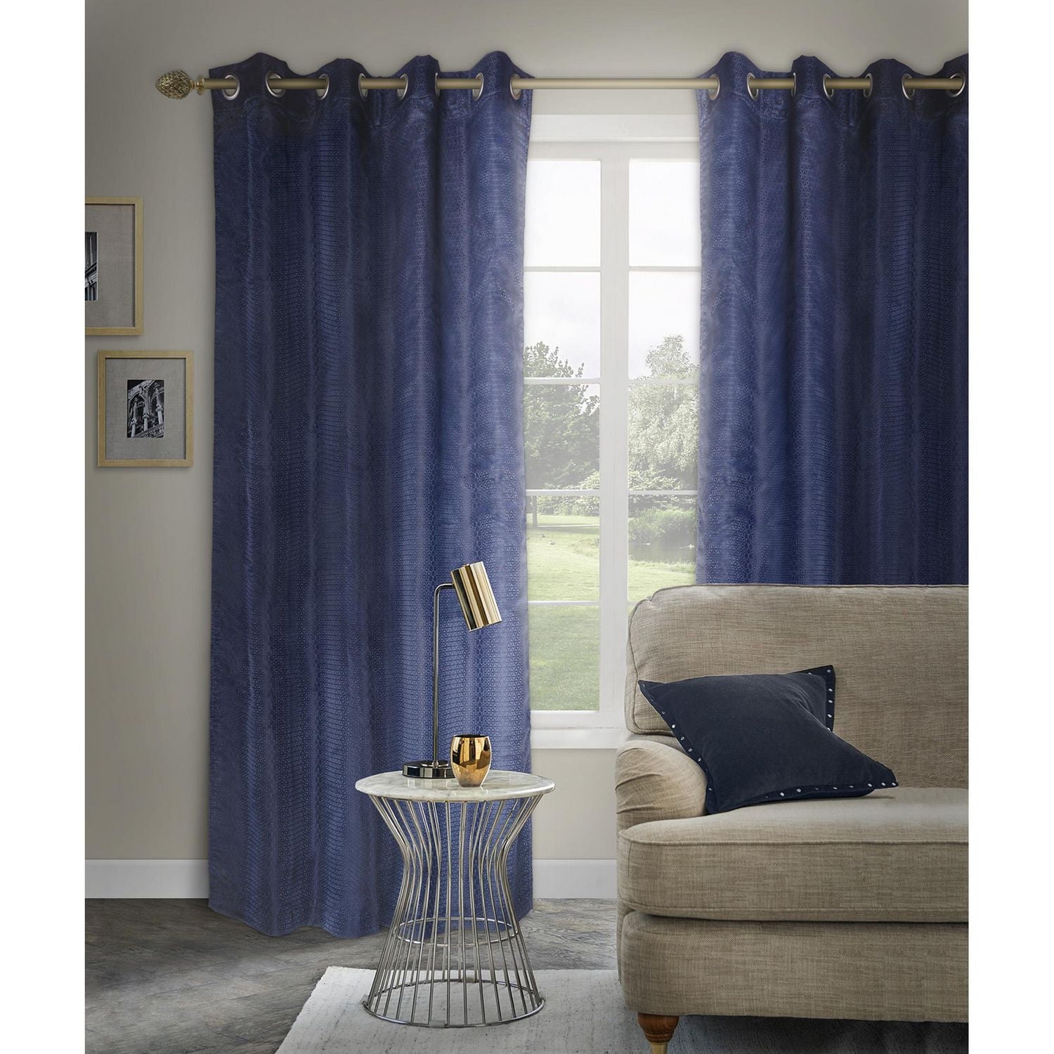 Safdie & Co. Curtain 84L Holli Jacquard Navy