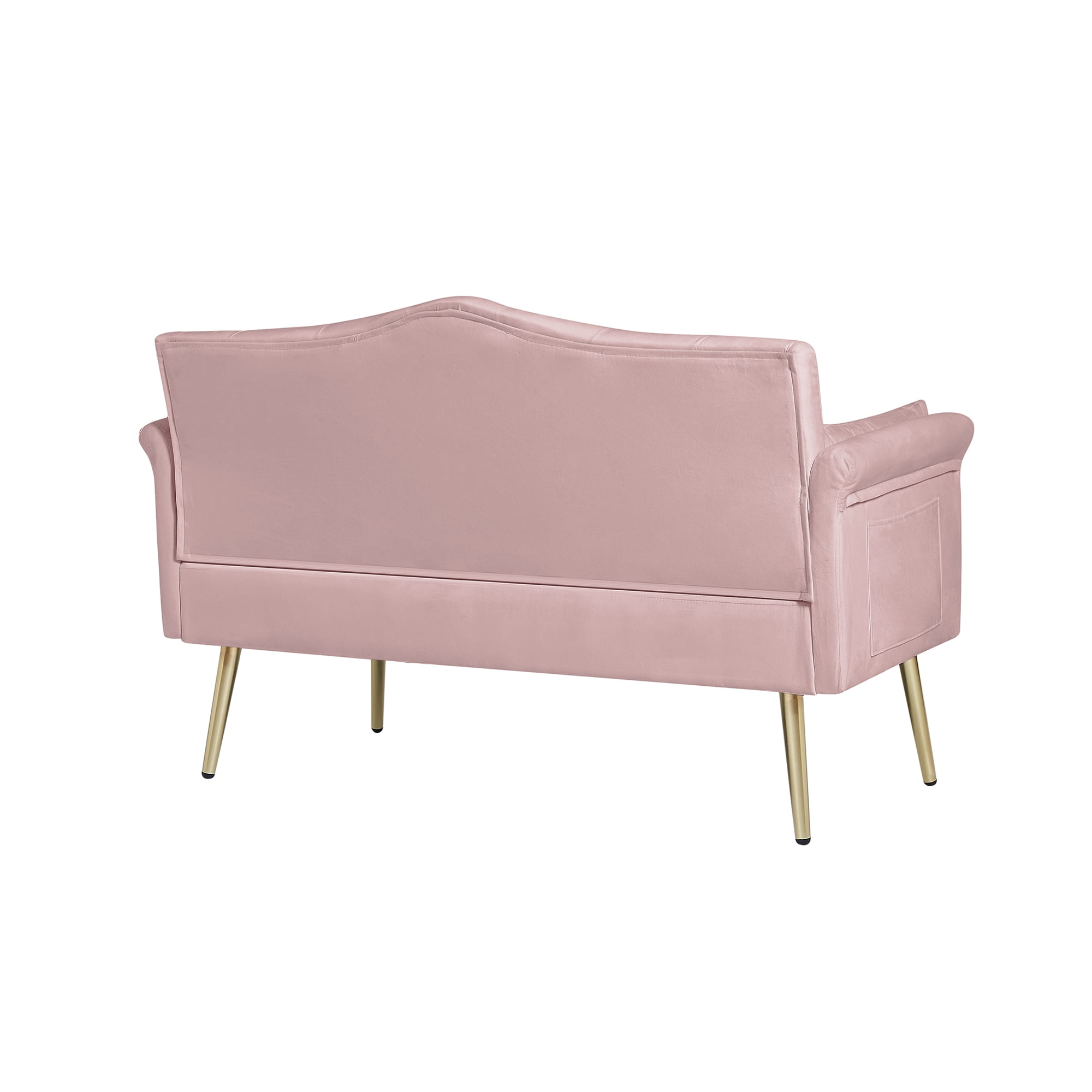Modern 2 Seater Velvet Sofa, Button Tufted Small Couch Loveseat with Nailhead Trim and Pillows for Living Room Bedroom Apartment