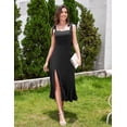 thumbnail image 2 of Vestido Aupuls maxi con corbata negra de verano con tirantes finos para mujer, 2 of 6