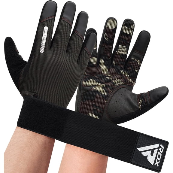 RDX Weight Lifting Gloves for Gym ,Full Finger Padded Gym Gloves, Breathable Anti Slip Men Women Home Fitness Workout Gloves, Brown,Medium