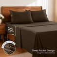 thumbnail image 5 of Lux Decor Collection Queen Bed Sheets Set Brushed Microfiber High GSM, 4 Piece Sheet Set Upto 16 Inches Deep Pocket Bedding Sheets & Pillowcases - Brown, 5 of 10