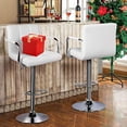 thumbnail image 2 of Yaheetech Tall Bar Stools Set of 2 Modern Square PU Leather Adjustable BarStools Counter Height Stools with Arms and Back Bar Chairs 360° Swivel Stool White, 2 of 5