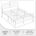 thumbnail image 2 of Metal Bed Frame Queen Size Metal Platform Bed Frame with Victorian Style Headboard/Footboard/Easy Assembly/No Box Spring Needed/White Smoke, 2 of 9