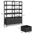 thumbnail image 2 of Bookshelf with 8 Fabric Drawers, 7-Tier Bookcase with Baffles Display Shelves,  Large Book Shelf for Living Room Home Office, Black, 2 of 16