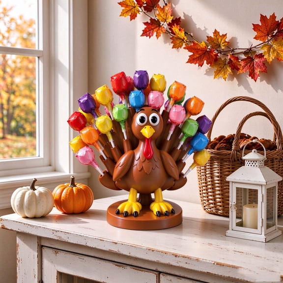 Standing Party Table Thanksgiving Turkey Lollipop Holder, 3D Printed Turkey Lollipop Stand ...