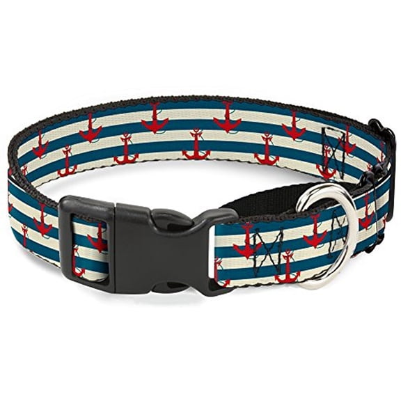 Buckle-Down Anchors with Stripes White Blue Red Martingale Dog Collar