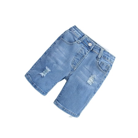 Tattered Light Wash Denim Shorts (Toddler Boys)