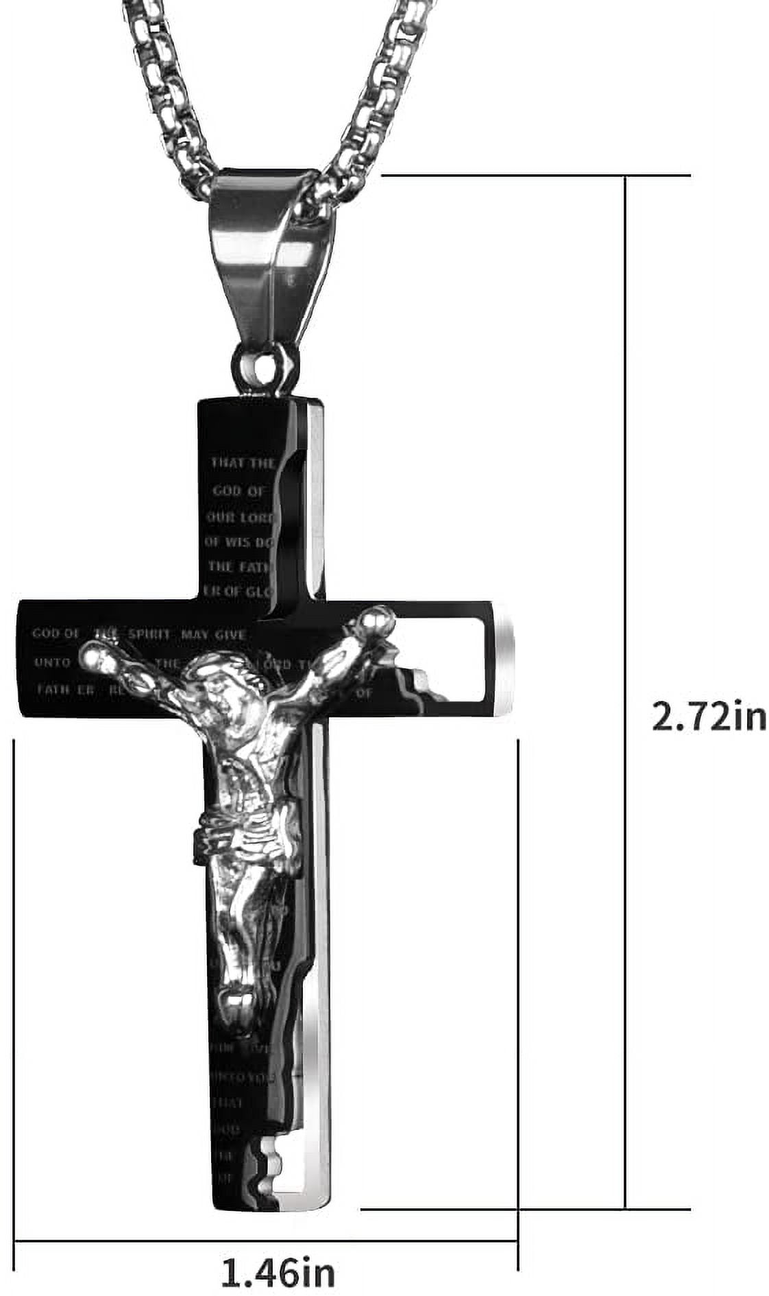 Lord's Prayer Cross Pendant For Car Rearview Mirror – Stainless Steel Bible Verse Charm