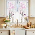 thumbnail image 4 of Happy Easter Swag Valance Curtains Watercolor Rabbits Chicken Eggs Floral Colored Plaid Rod Pocket Swag Curtains Small Window Treatments for Kitchen Bathroom Bedroom 36" W x 45" L, 2 Panels, 4 of 9