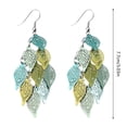 thumbnail image 4 of Bohemian Fashion Filigree Leaf Dangle Earrings for Women Long Chain Tassel Teardrop Leaves Ear Hook Earrings Party Jewelry Gift, 4 of 5