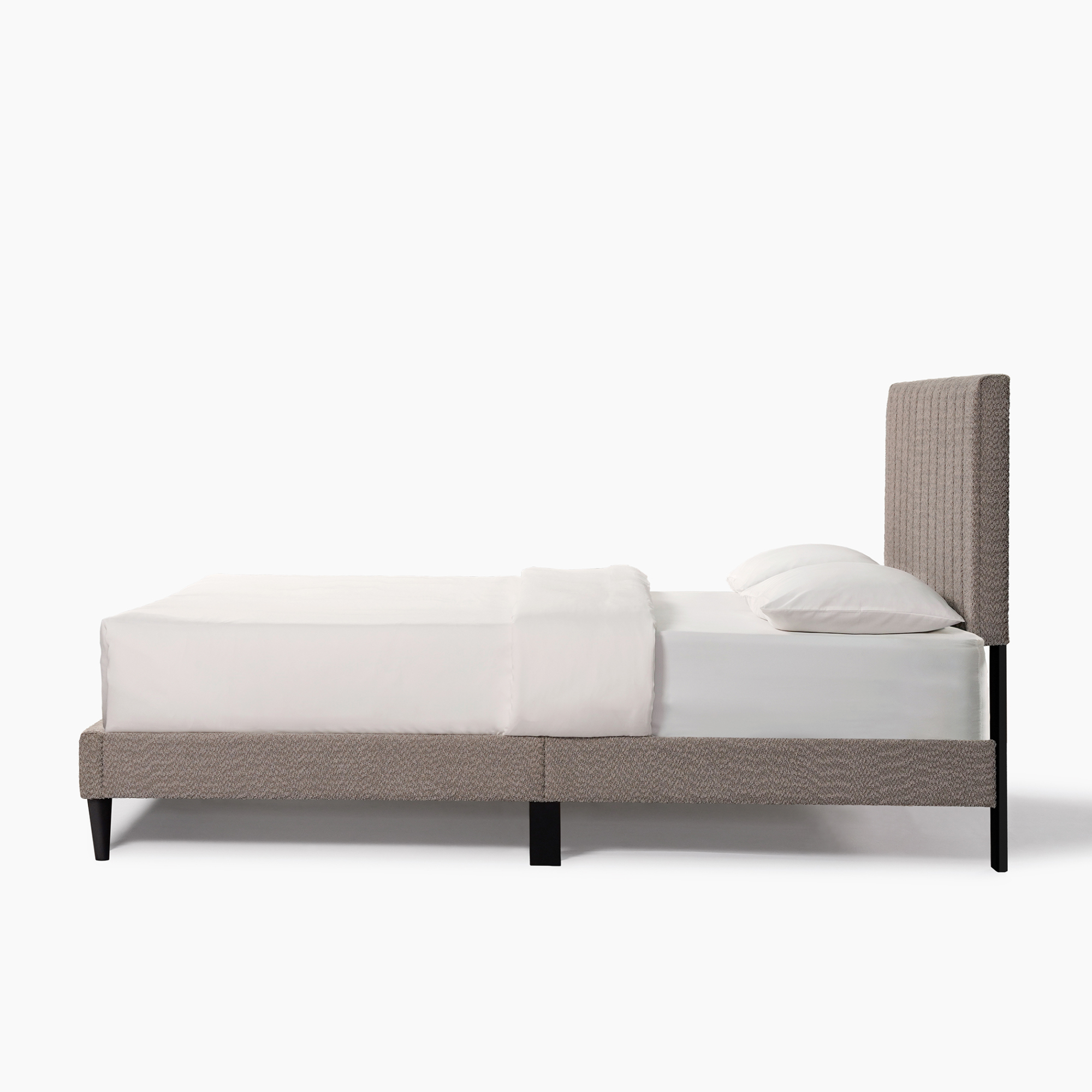 Queen Size Bed Frame, Upholstered Platform Bed Frame with with Tufted Headboard, Gray
