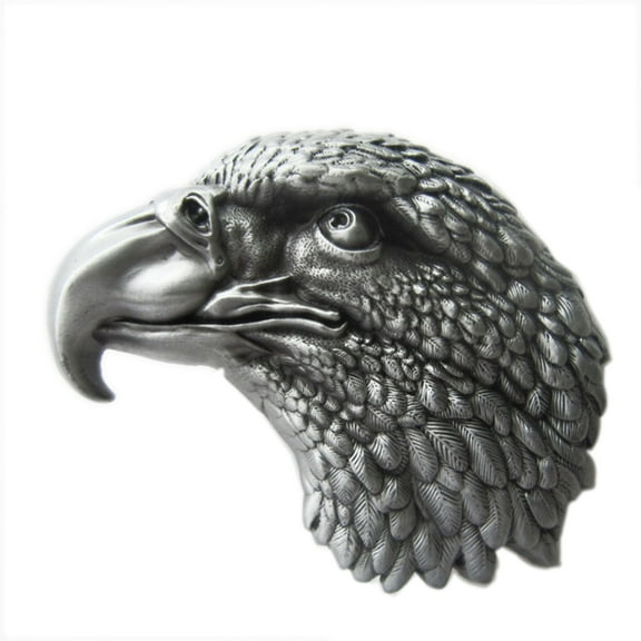 Antique Silver Vintage Style Eagle Head Wildlife Western Belt Buckle