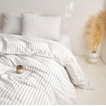 thumbnail image 3 of JOLUSERE White Black Striped Duvet Cover King Set,3-Piece Stripes Pattern Breathable Microfibre Comforter Cover, 3 of 7