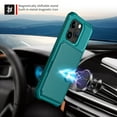 thumbnail image 5 of Allytech Rugged Case for iPhone 15 Pro Support Magnetic Car Mount, Premium PU Leather Flip Card Cash Holder Pocket Shockproof Anti-Fall Back Case for iPhone 15 Pro - Green, 5 of 6