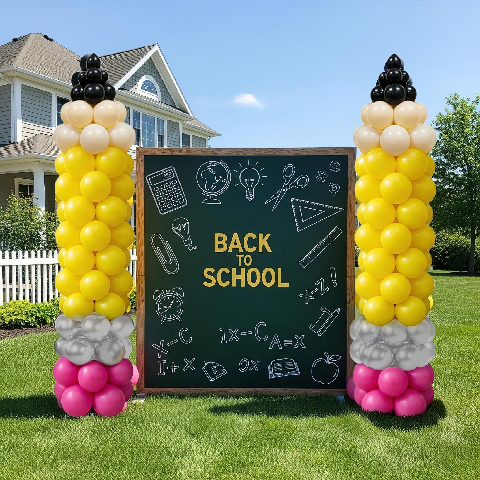 180Pcs Back to School Pencil Balloon Garland Kit DIY Colorful Latex Balloons for Preschool Welcome First Day of School Classroom Decorations Kindergarten Graduation Party Supplies VT04