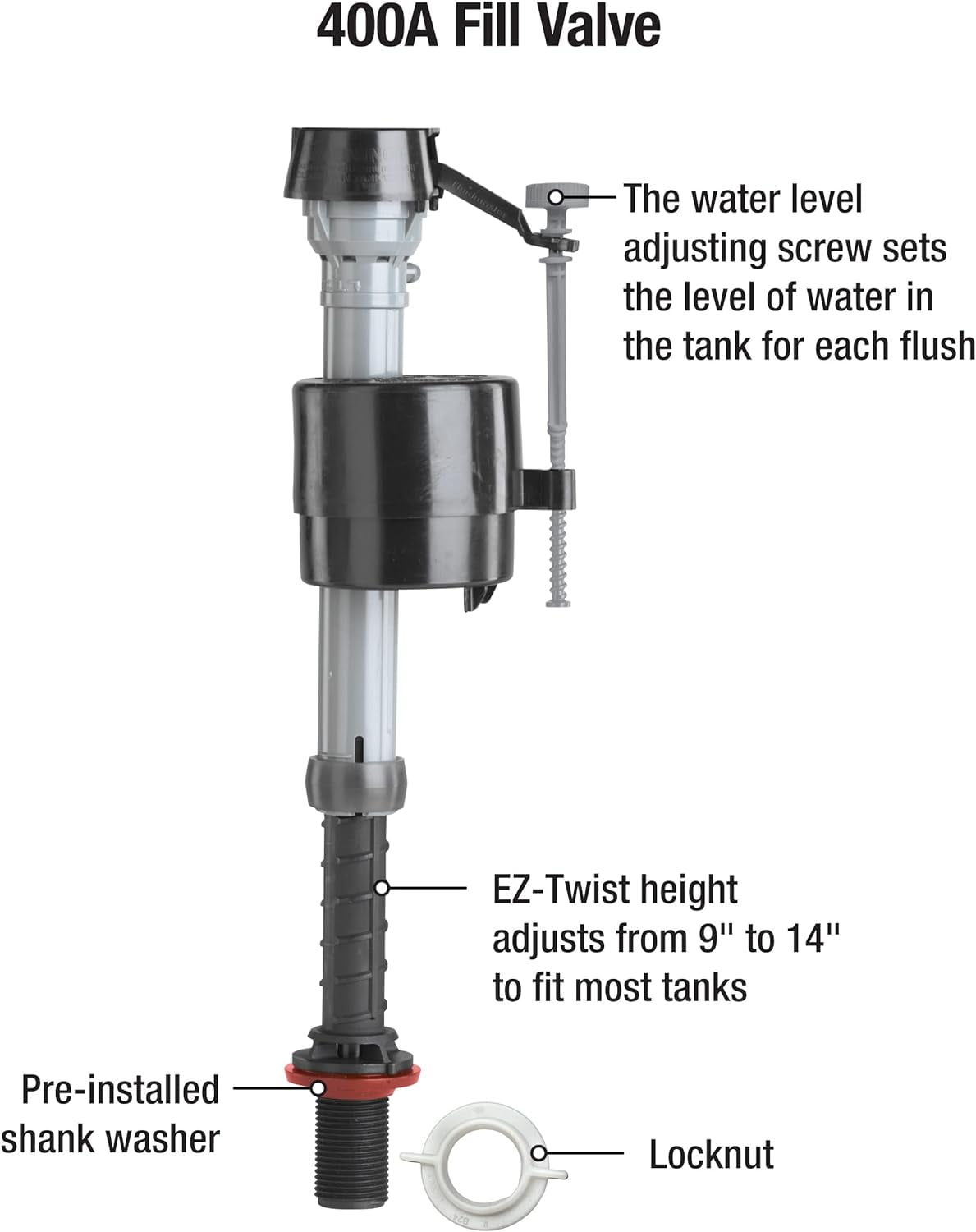 pack) Fluidmaster 400A Universal Toilet Tank Repair Valve