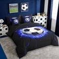 thumbnail image 2 of Erosebridal Soccer Ball Games Kids 7-Piece Twin Bedding Sets,Black Blue Bedding Comforter Set For Football Lovers,Reversible Black, 2 of 7