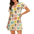 thumbnail image 1 of Easygdp Vintage Cup Camisón de manga corta para mujer, informal, estampado, 1 of 6