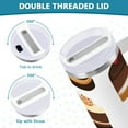 thumbnail image 3 of Yayeee 30oz Stainless Steel Tumbler with Straw and Handle Double-Wall Insulated Travel Water Bottle, White Cakes Pattern, 3 of 8