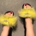 thumbnail image 6 of JeashCHAT Sandals for Women, Slide Sandals Fashion Women Casual Furry Bright Diamond Flat Sandals Shoes Flip Flop (Yellow), 6 of 8