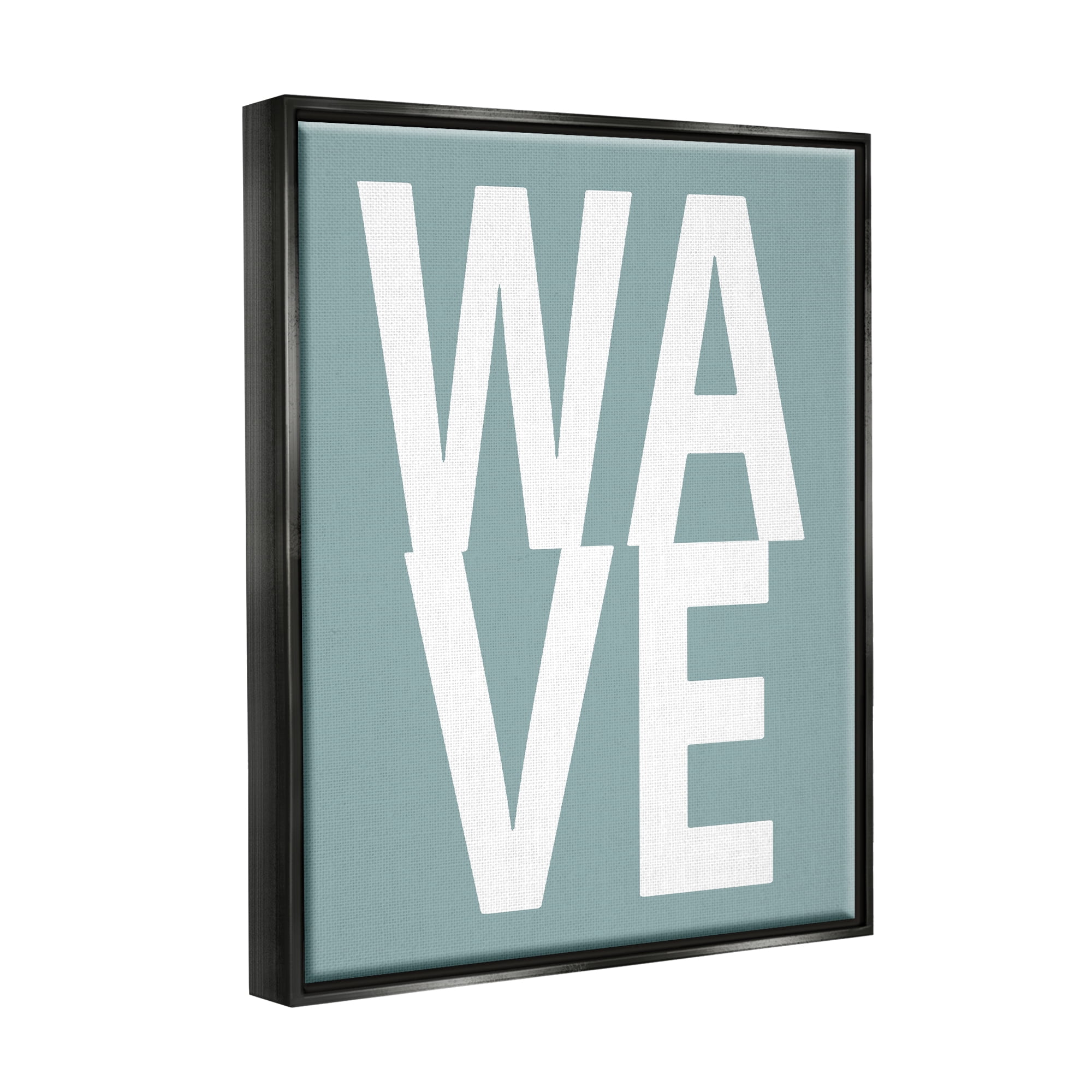 Stupell Wave Turquoise Summer Typography Landscape Painting Black Floater Framed Art Print Wall Art