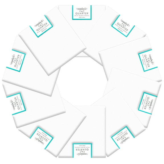 Create It 18"x21" Cotton Hexagon Precut Sewing & Craft Fabric,10 pieces White