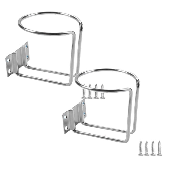 2Pcs Heavy Duty Stainless Steel Wall Mount Drink Holder Cup Rack, Universal Beverage Organizer For Car Boat Cups Glasses