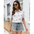thumbnail image 6 of Zeagoo Shirts for Women Trendy Rolled Cuffed Short Sleeve Button Up Blouse Business Casual Tops, 6 of 10