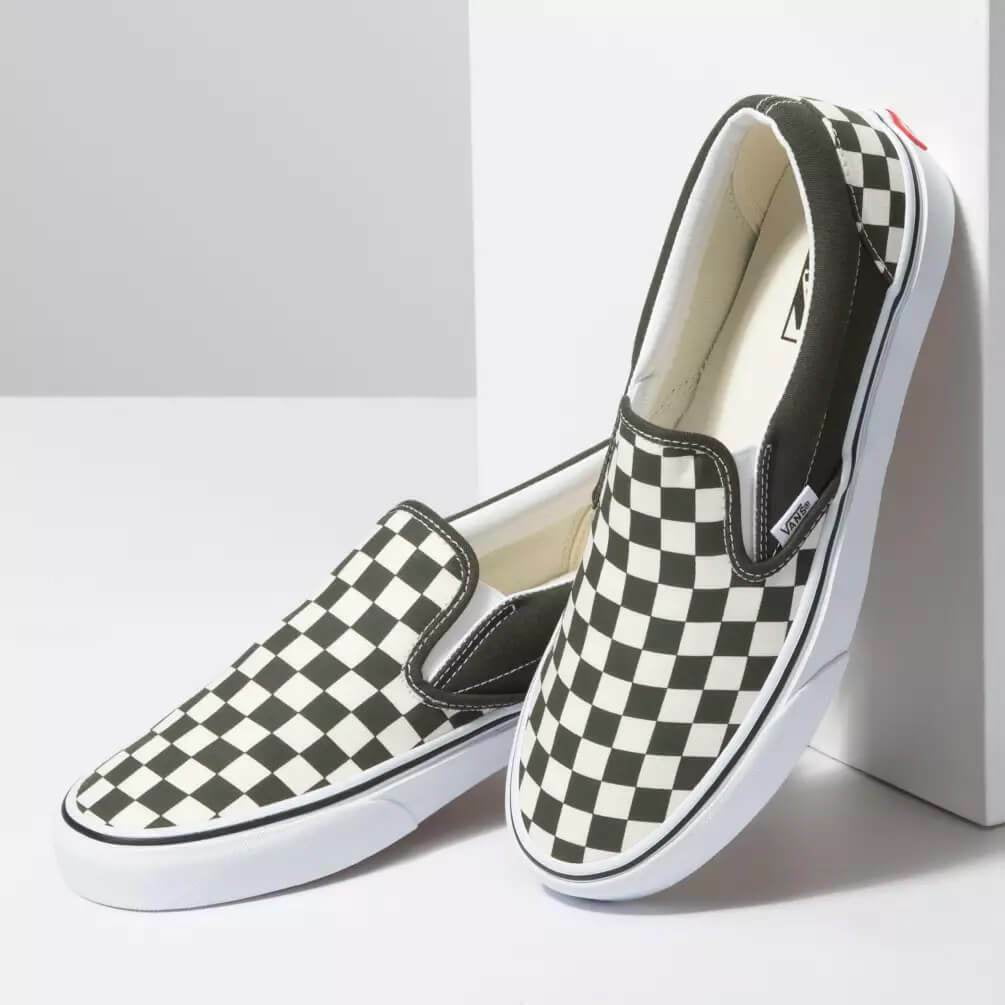 Vans - Vans Classic Slip On Checkerboard Forest Night/White Men's Skate ...