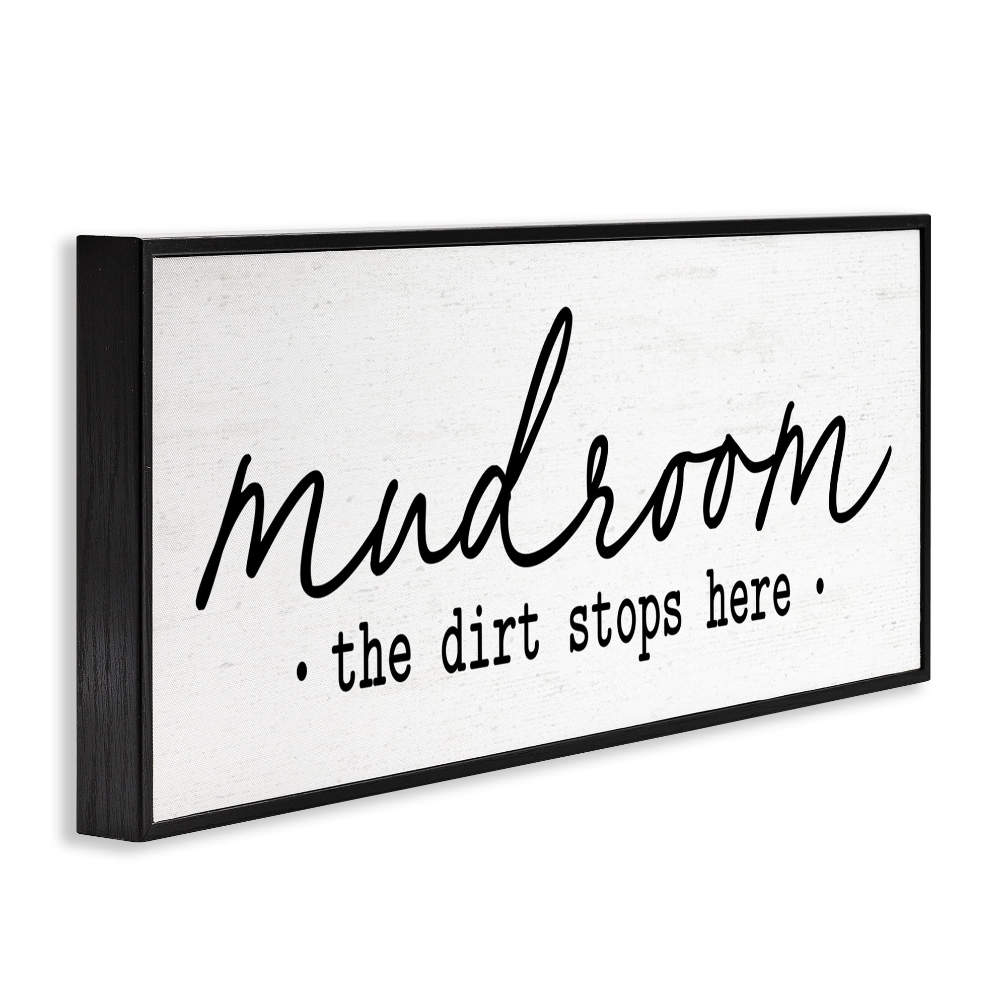 Mudroom Script Dirt Stops Here Black Framed Giclee Art, design by Lettered and Lined