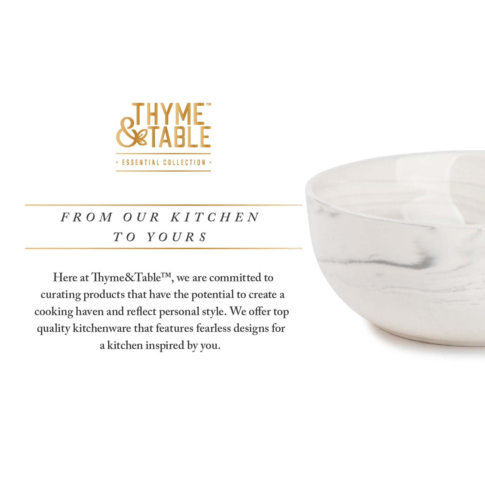 (2 pack) Thyme & Table Grey Marble Ceramic Bowl