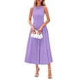thumbnail image 1 of Vestido PRETTYGARDEN Primavera Verano Midi Sin Mangas Línea A Morado Talla L, 1 of 8