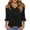 Black, variant on Womens 3/4 Length Sleeve Tunic Tops Dressy Casual V Neck Shirts Summer Fall Ruffle Basic Tees Shirt Loose Fit Blouses