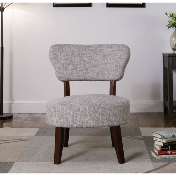 Round Seat Accent Chair Gray White, Round Living Room Chairs