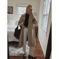 thumbnail image 4 of Lentta Womens Long Trench Coat Single Breasted Oversized Windproof Overcoat Fashion Outerwear, 4 of 7