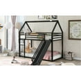 thumbnail image 6 of House Bunk Bed In Black Metal - Twin Over Twin, With Practical Construction & Slide Feature Black, Secure, 6 of 7