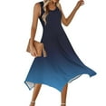 thumbnail image 2 of gakvbuo Summer Tank Dress For Women Maxi Dress Sundress Women's Gradient Dress Sleeveless Crew Neck Drawstring Casual Ruffled A-line Mini Skirt, 2 of 8