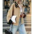 thumbnail image 6 of Women Cropped Trench Coat Single Breasted Jacket Fall Windbreaker Fashion Outerwear Khaki S, 6 of 9
