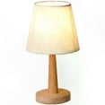 thumbnail image 2 of LED Table Lamp with Wooden Base and Linen Shade, USB Powered, Remote Control Dimmable Night Light for Bedroom or Desk Decor, 2 of 5