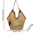 thumbnail image 3 of Bolsa de mano tipo tote tejida en forma de abanico para mujer, con asas de cuero, bolsa de viaje ligera y transpirable para verano y playa, gran capacidad, estilo casual., 3 of 6