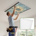 thumbnail image 4 of Blue Golden Sun Magnetic Fluorescent Light Covers for Ceiling Lights 2 x 4 Feet, Vintage Abstract Art Retro Office Classroom Kitchen Drop Ceiling Light Covers Lighting Filters Shade Panel 1 Pack, 4 of 9